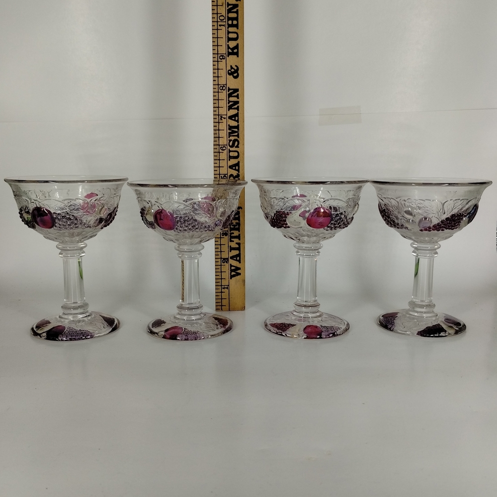 Westmoreland Della Robbia Flashed Champagne/Tall Sherbet Glass Set Of 4 Vintage